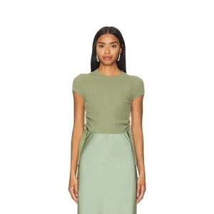 All Saints Olive Green Ribbed Crop Top